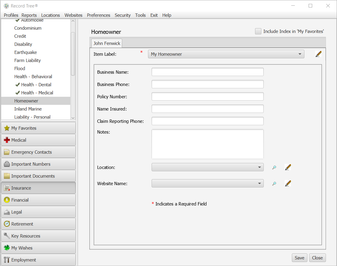 Insurance Records – Life Insurance – Record Tree® Insurance Records Management